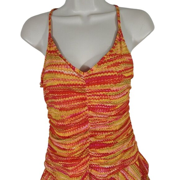 Wild Fable Orange Yellow Layered Tiered Mini Dress Women Size M Sleeveless NEW - Picture 2 of 8